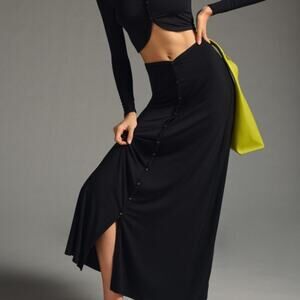 Favorite Daughter Good For You Button Down Black Maxi Skirt size medium